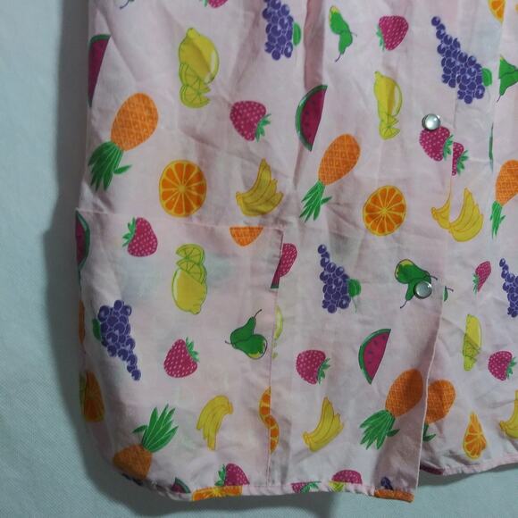 Moon Dance Pink Fruit Print Button Smock Vest Sleeveless Novelty Top Size M - Picture 4 of 6